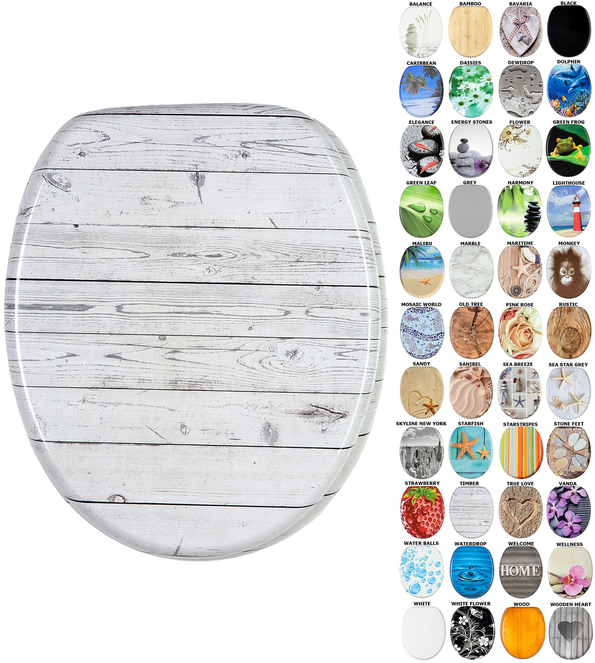 Sanilo Soft Close Toilet Seat, Wide Choice of New Toilet Seats, Stable Hinges, Easy to Mount (Timber)