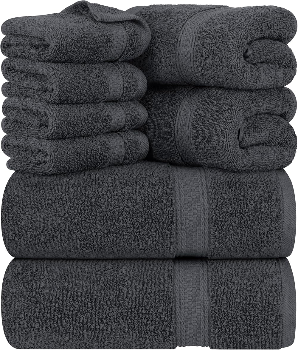 Utopia Towels 64 Piece Set Gray Cotton Hotel Quality Super Soft Absorbent