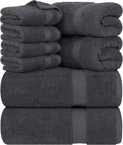 Utopia Towels 64 Piece Set Gray Cotton Hotel Quality Super Soft Absorbent