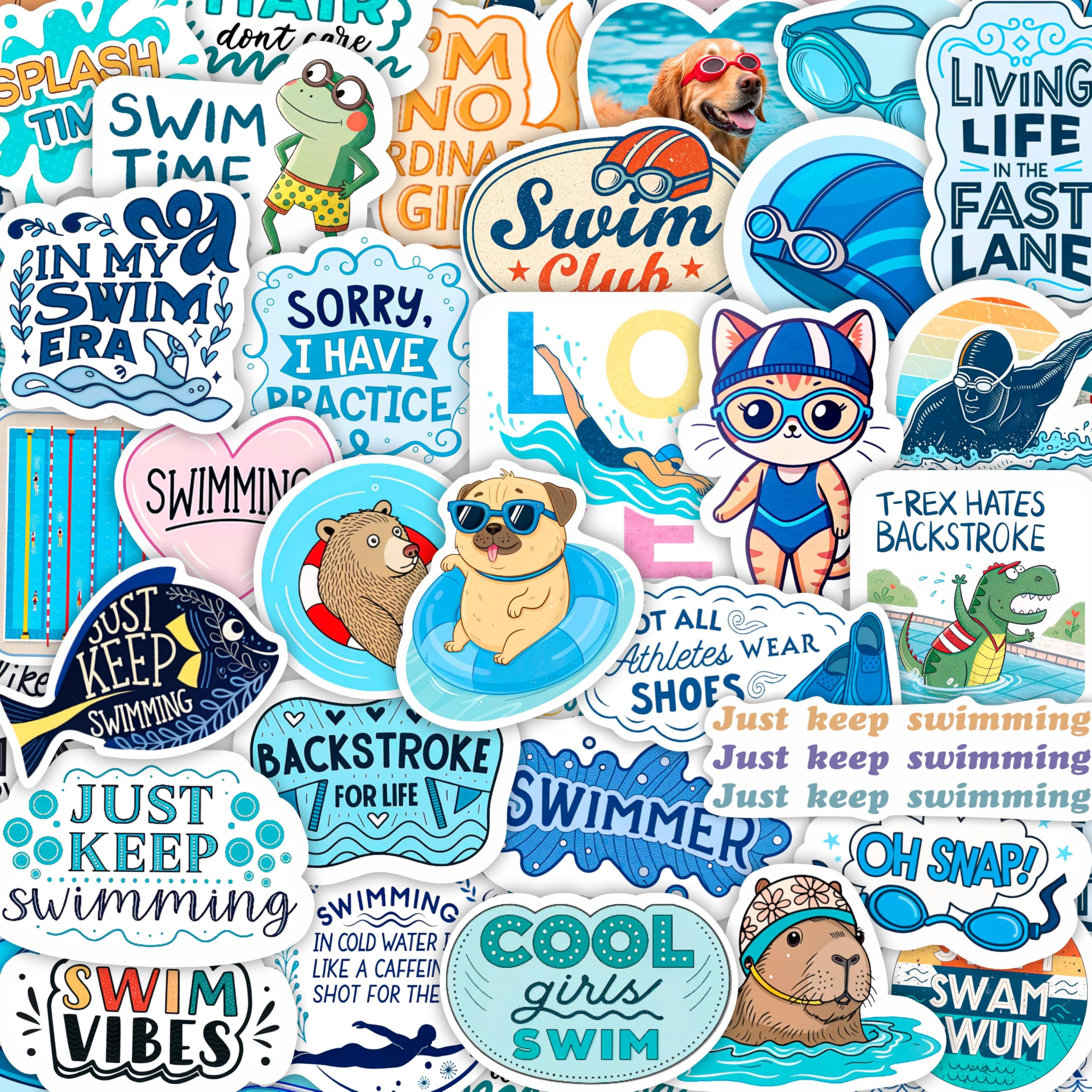 100Pcs Swim Stickers, Swimming Stickers for Water Bottles - Funny Swimmer Gifts for Swimmers - Swim Party Supplies, Decorations - Gift for Women & Men