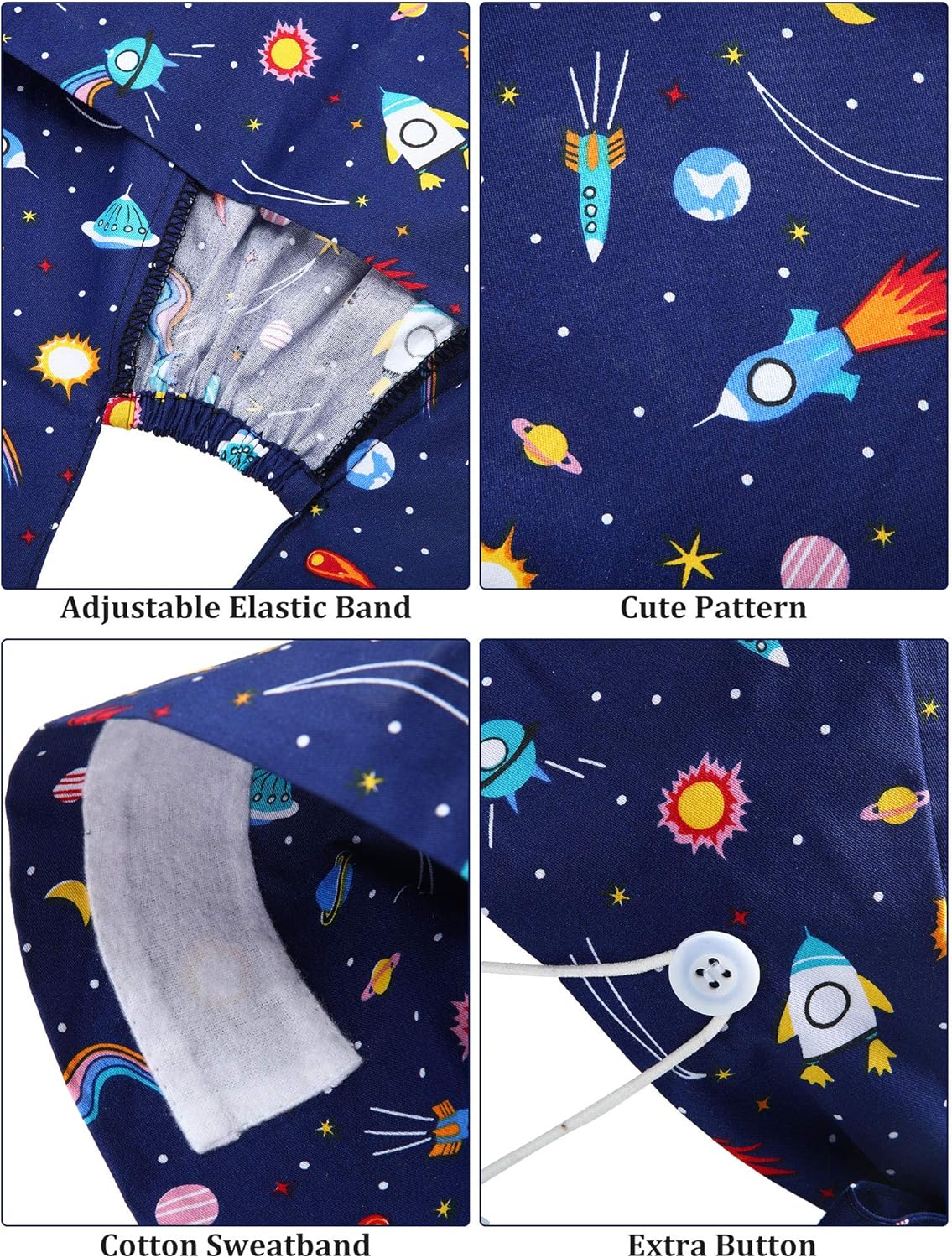 8 Pieces Working Caps with Button Tie Back Hats with Sweatband for Women Men (Animal Style): Clothing
