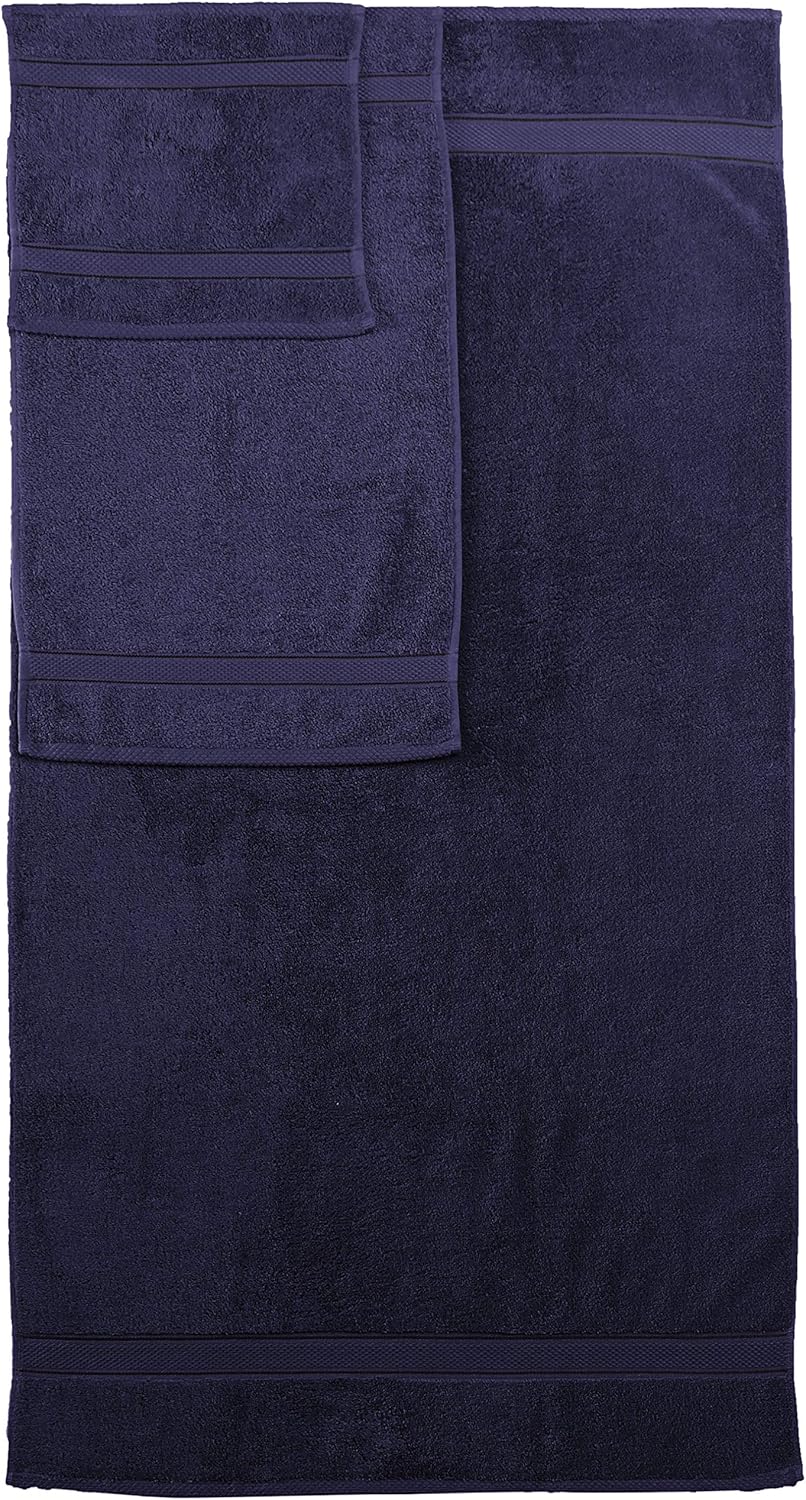 Pinzon 6 Piece Blended Egyptian Cotton Bath Towel Set - Navy: Home & Kitchen