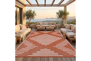 MilleLoom Waterproof 8x10 ft Outdoor Rug, Plastic Straw Rug for Patio Clearance, Line Reversible with Carry Bag & Stakes Outd