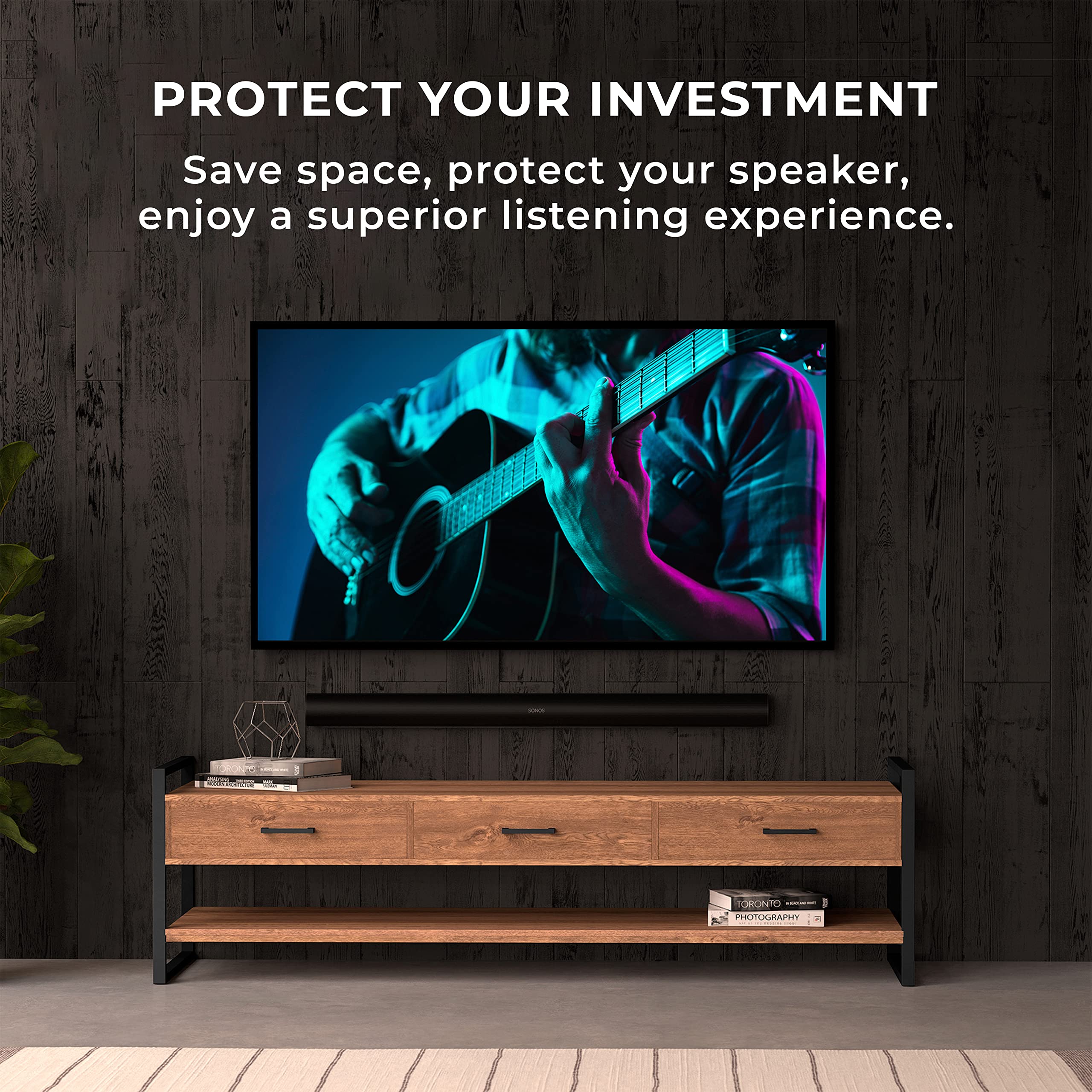 HumanCentric Wall Mount Compatible with Sonos Arc and Sonos Arc Ultra Sound Bar Only (Black), Mount on Wall Under TV, Floating Style, Hidden Design, Hardware Included