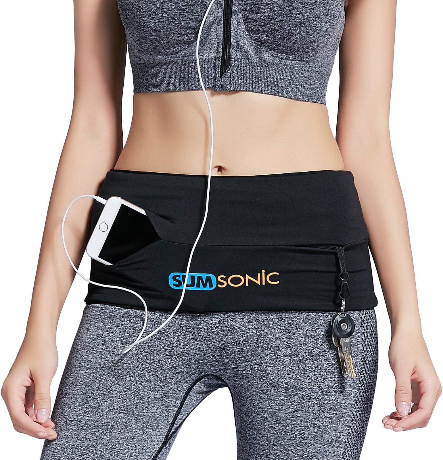 Sumsonic Sports Travel Money Belt, Pro Unisex Fitness and Running Waist Pack with 4 Pockets, Fits All Cell Phones - iPhone 6S, 6S Plus, Nexus 6 & Android Smartphones