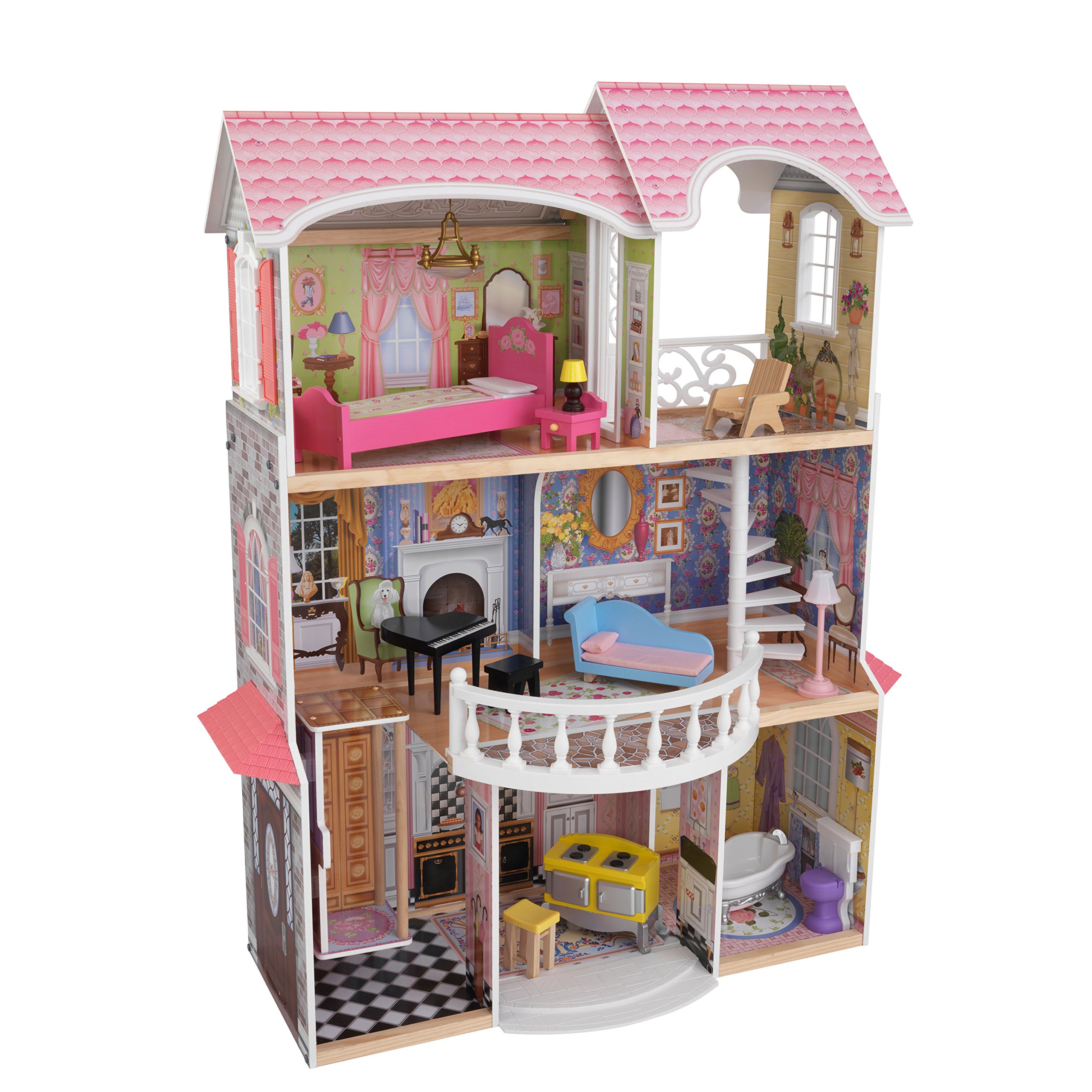 KidKraft 65839 Magnolia Mansion Wooden Dolls House with Furniture and