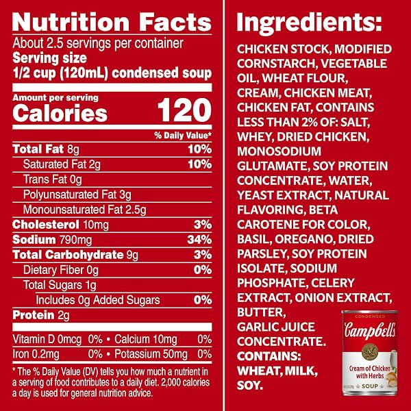 CAMPBELL’S CONDENSED CREAM OF CHICKEN SOUP WITH HERBS, 10.5 OZ CAN