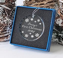 Personalized Crystal First Christmas Ornament with