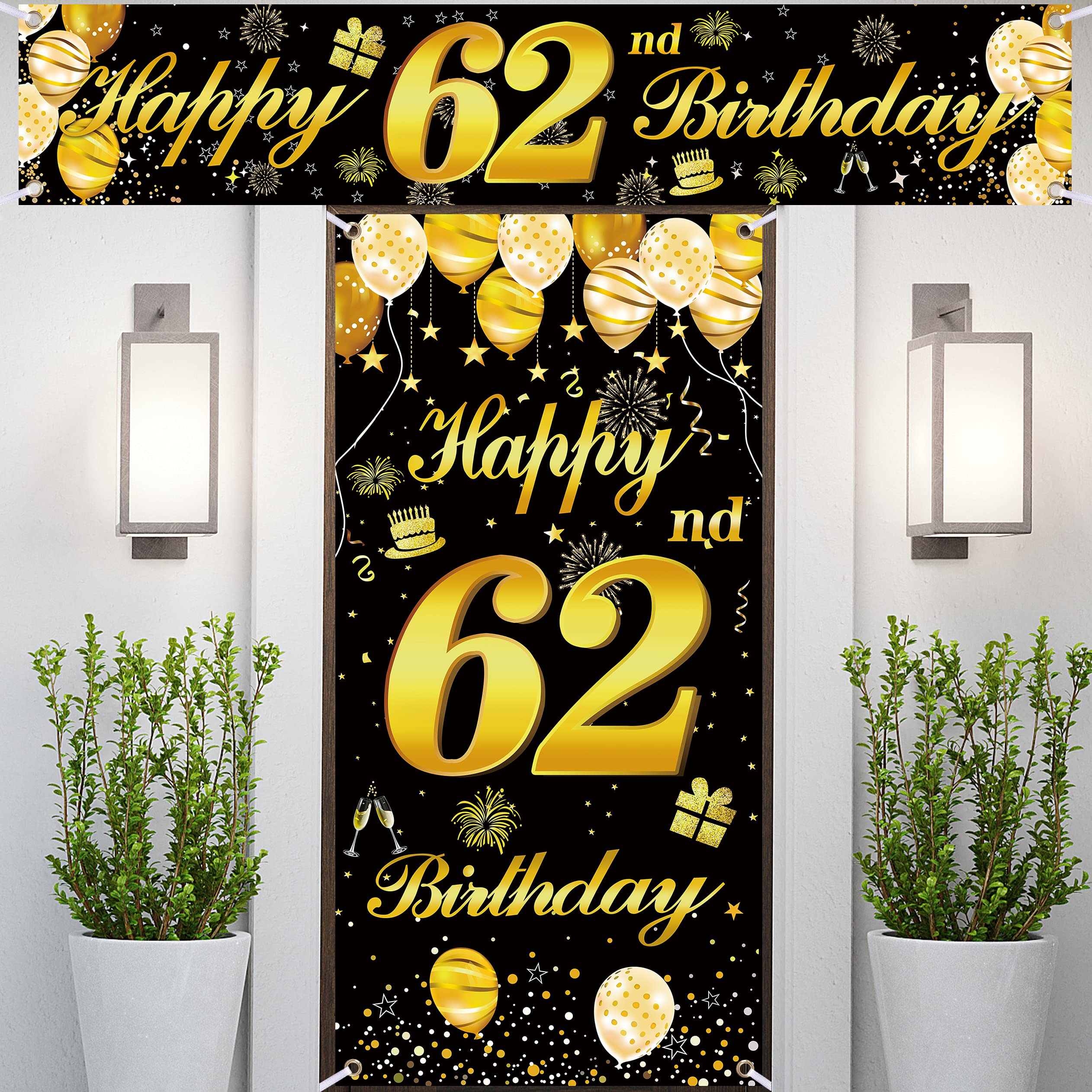 62nd Happy Birthday Door Banner IMISI Birthday Decorations Birthday Backdrop Decorations for a Party