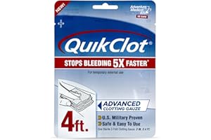 Adventure Medical Kits QuikClot Gauze - Flexible Hemostatic Medical Gauze for Emergency Survival or Disaster Preparedness Kits & More - Stops Bleeding Fast with Kaolin - 3" x 48"