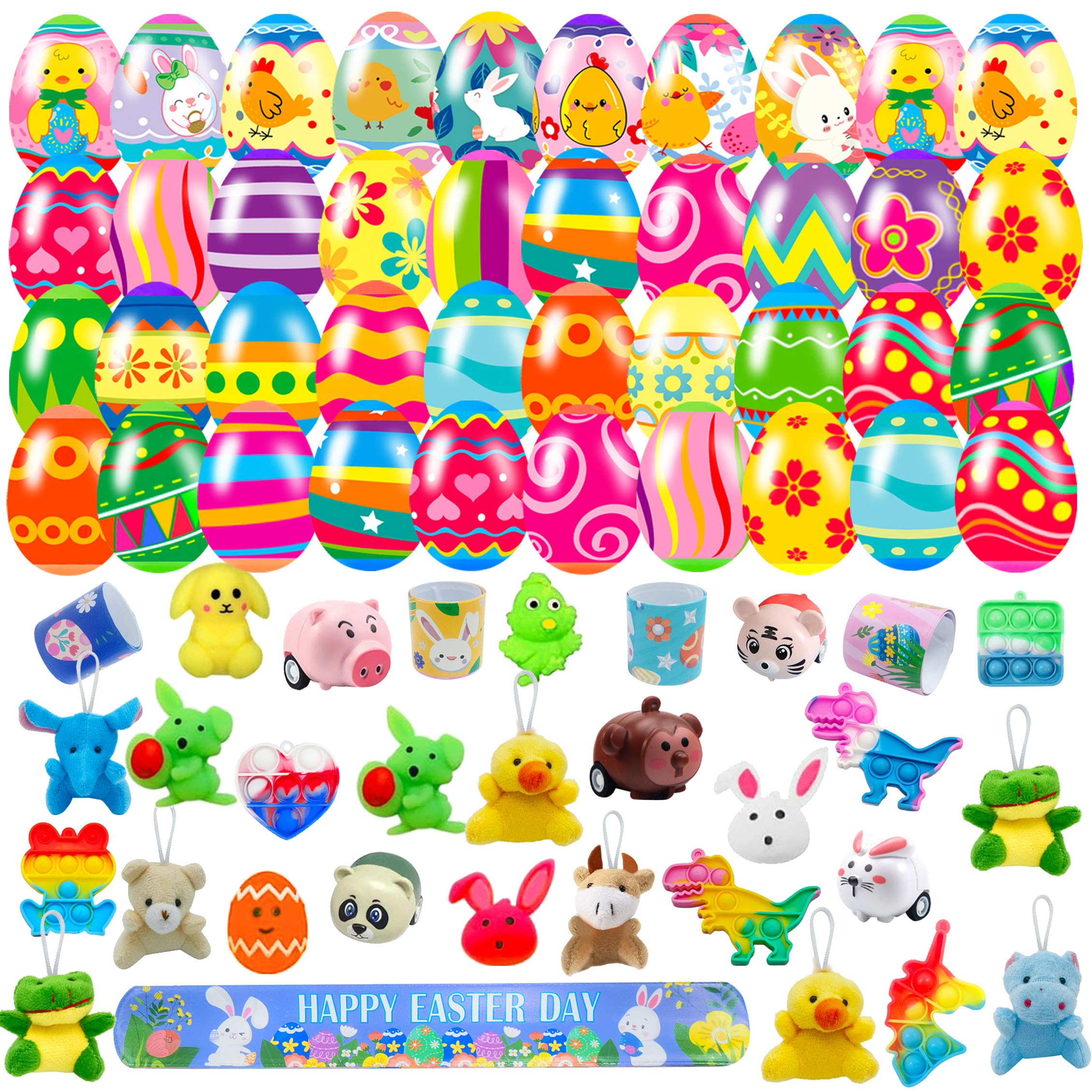 Photo 1 of 32 Pack Prefilled Easter Eggs with Fidget Toys, Bright Colorful Easter Eggs Prefilled with Variety Easter Stress Toys Great for Kids Toddler Easter Basket Stuffers Party Favors Gifts