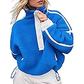 Fhniepan Women's Oversized Fleece Sweatshirt Long Sleeve Half Zip Sherpa Y2k Fleece Pullover Top With Pockets