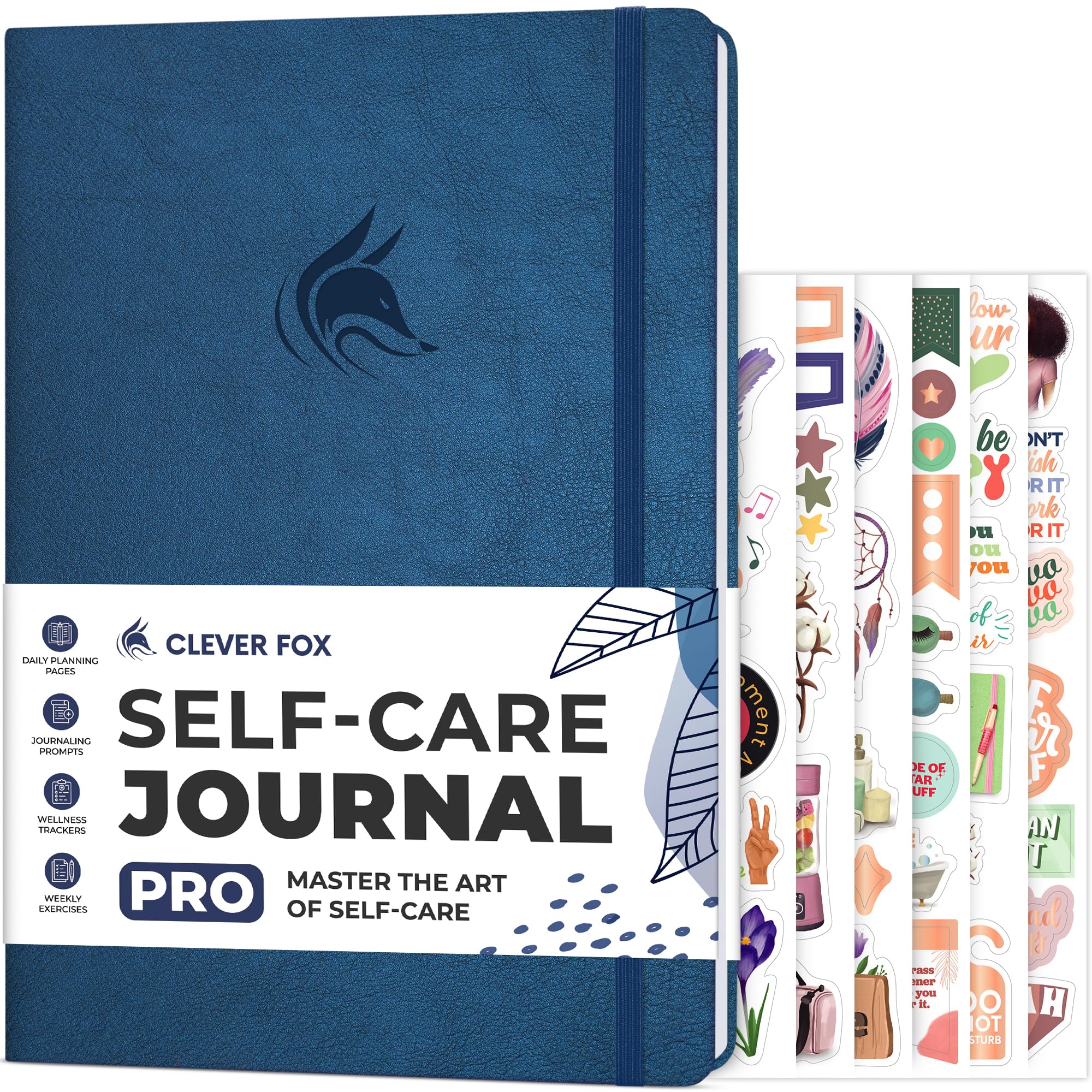 Clever Fox Self-Care Journal PRO – Wellness & Daily Reflection Notebook – Mental Health, Meditation & Mood Journal for Women, 18 x 25.5cm (Mystic Blue)