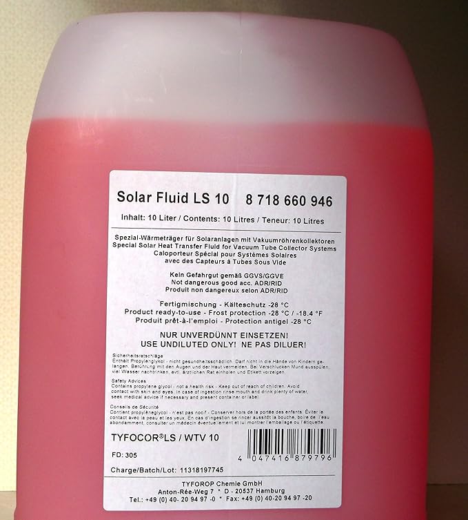 Solar Fluid Frost Protection Tyfocor LS 10 Litres For Heat Liquid 