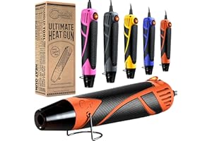 CHANDLER TOOL Heat Gun for Crafting, Mini Dual Temp Hot Air Gun Tool for Epoxy Resin, Shrink Wrapping, Vinyl Wrap, Embossing, Electronics, Candle Making, Sublimation, Phone Repair & DIY (Orange/Black)