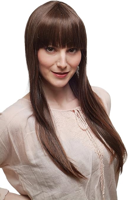 Sexy Lady Quality Wig Very Long Dark Straight Layered Brown Mix