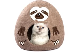 Luxurious Eco-Friendly Merino Wool Cat Cave Bed Sloth - Foldable Hideaway Pod for Indoor Cats - Premium Felt Kitten Beds - Covered Cat House for Ultimate Cozy Comfort by Woolygon