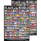 Flags of the World Posters- Laminated 14x19.5&rdquo; Educational Charts - World Flags of Countries and Nations, For Classrooms, Homeschool Decoration, Back to School Supplies, International Learning, and