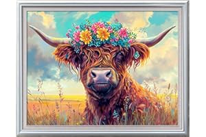 Leczany Cross Stitch Stamped Kits Patterns Craft Kit Needlepoint Full Range of Embroidery Starter Kits Beginners for DIY 11CT 3 Strands | Cow and Flowers 17.7×13.4 inches