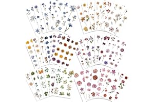 SLAPAFLIFE Pressed Flower Stickers(500 Pieces, 36 Sheets), Dried Flower Stickers Scrapbook for Junk Journal Supplies, Scrapbook, Planner, Bullet Journal Supplies