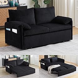 65-Inch Corduroy Loveseat Sofa with Pull Out