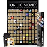 Movie Scratch Off Poster With Easy Off Gold Foil - Instantly Reveals Your Top 100 Movie Icons - 17 x 24 Poster in Beautiful G
