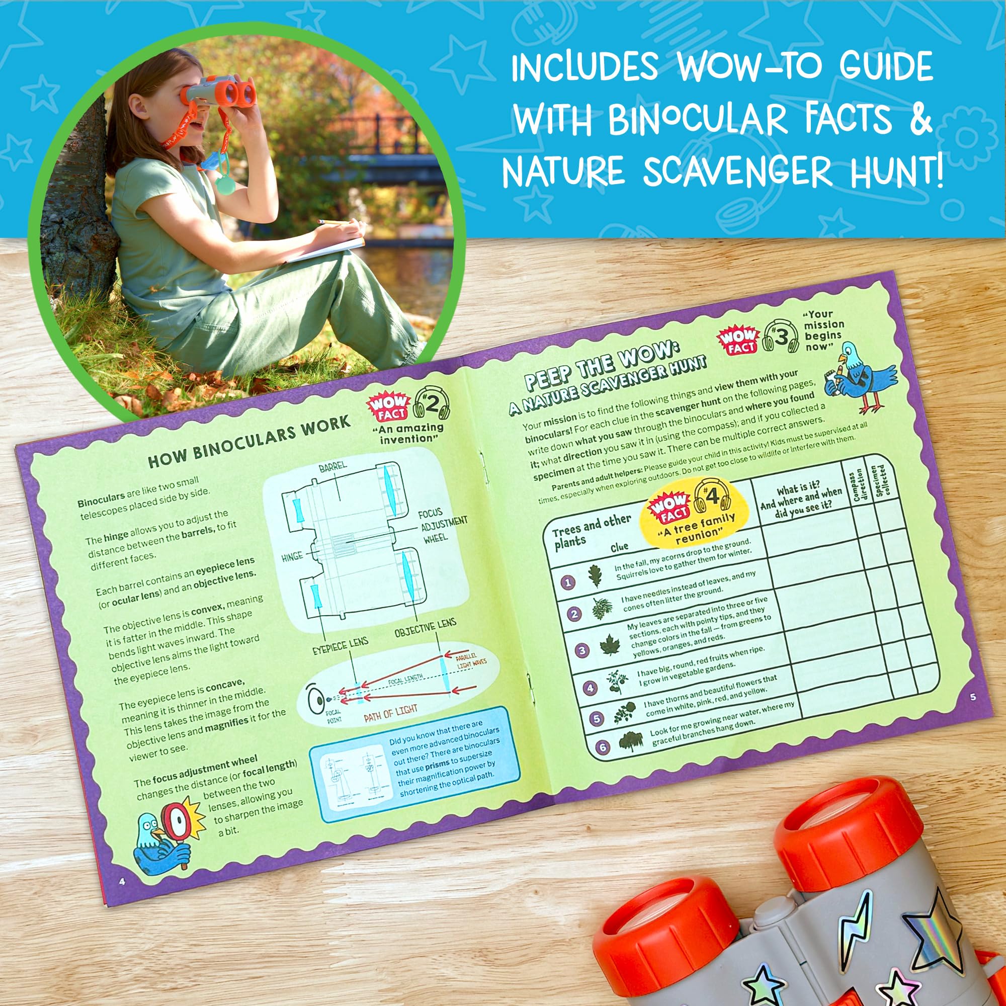 Wow in The World Kids’ Binoculars & Nature Explorer KIT | Look Far, Nature Scavenger Hunt, Specimen Box, Companion Audio Content, Bonus Reusable Science Tool, STEM Toy for Kids 4+ by Thames & Kosmos