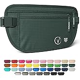 Vantamo Money Belt with RFID For Men & Women, Hidden Passport Holder for Travel, 2 Compartment Travel Fanny Pack for Women Anti Theft