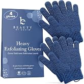 Exfoliating Glove (4 pcs, 2 Pairs) - Heavy Shower Gloves for Body Scrub | Exfoliates &amp; Removes Dead Skin
