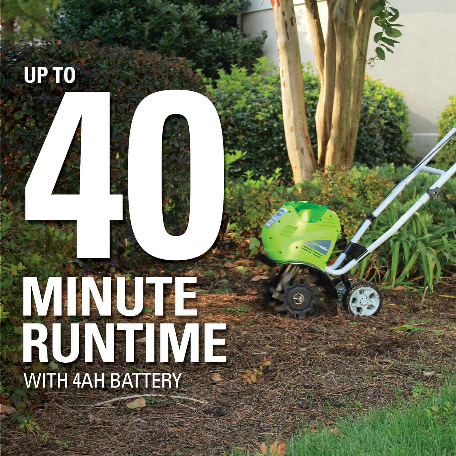Greenworks 10-Inch 40V Cordless Cultivator, 4.0 AH Battery Included 27062 : Power Tillers : Garden & Outdoor