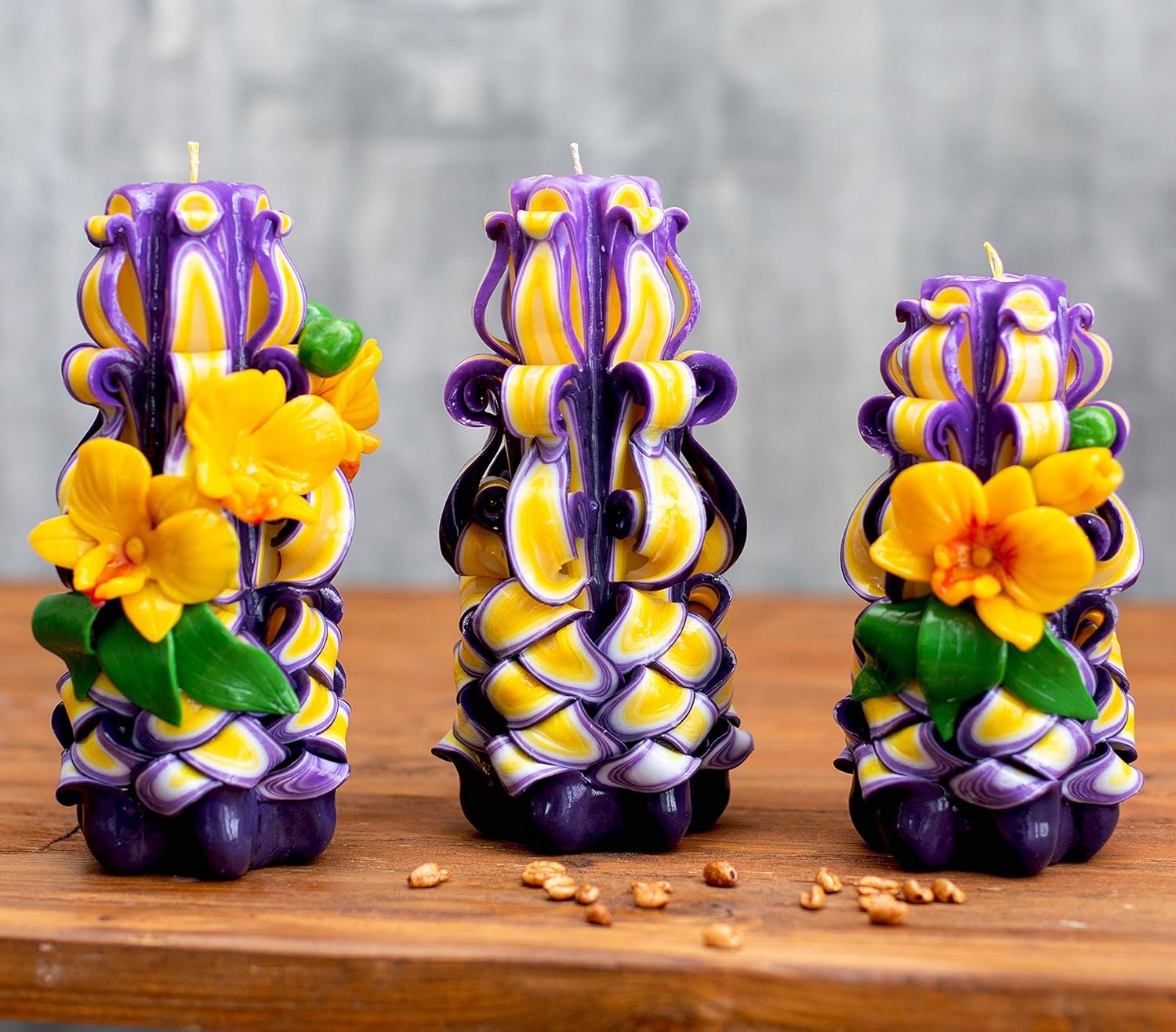 Gift carved candle handmade from Russia Luxury paraffin sculpt flower