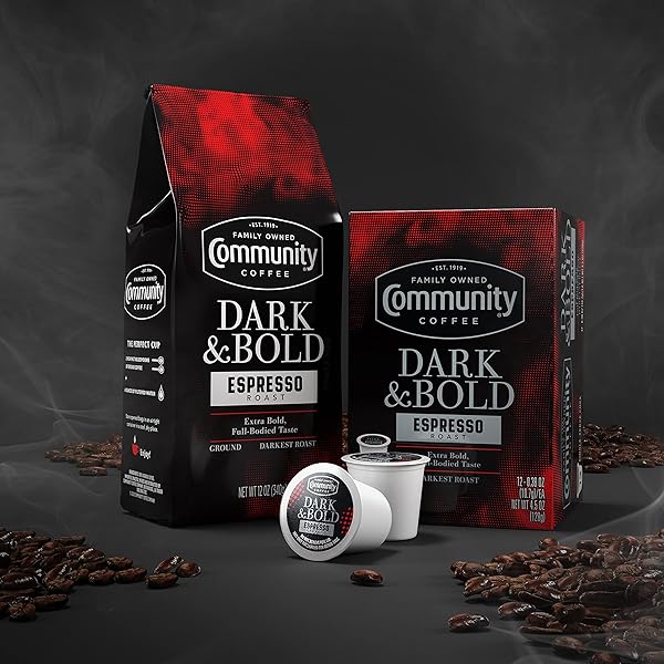 COMMUNITY COFFEE DARK & BOLD ESPRESSO ROAST, EXTRA DARK ROAST GROUND COFFEE, 12 OUNCE BAG (PACK OF 1)