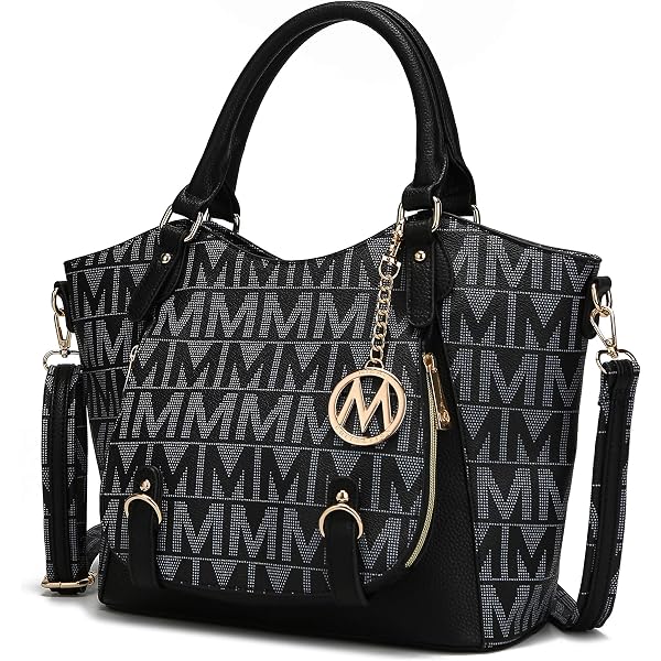 MKF Women's Large PU Leather Shoulder Bag - Top Handle Tote Satchel, Charcoal Light Grey