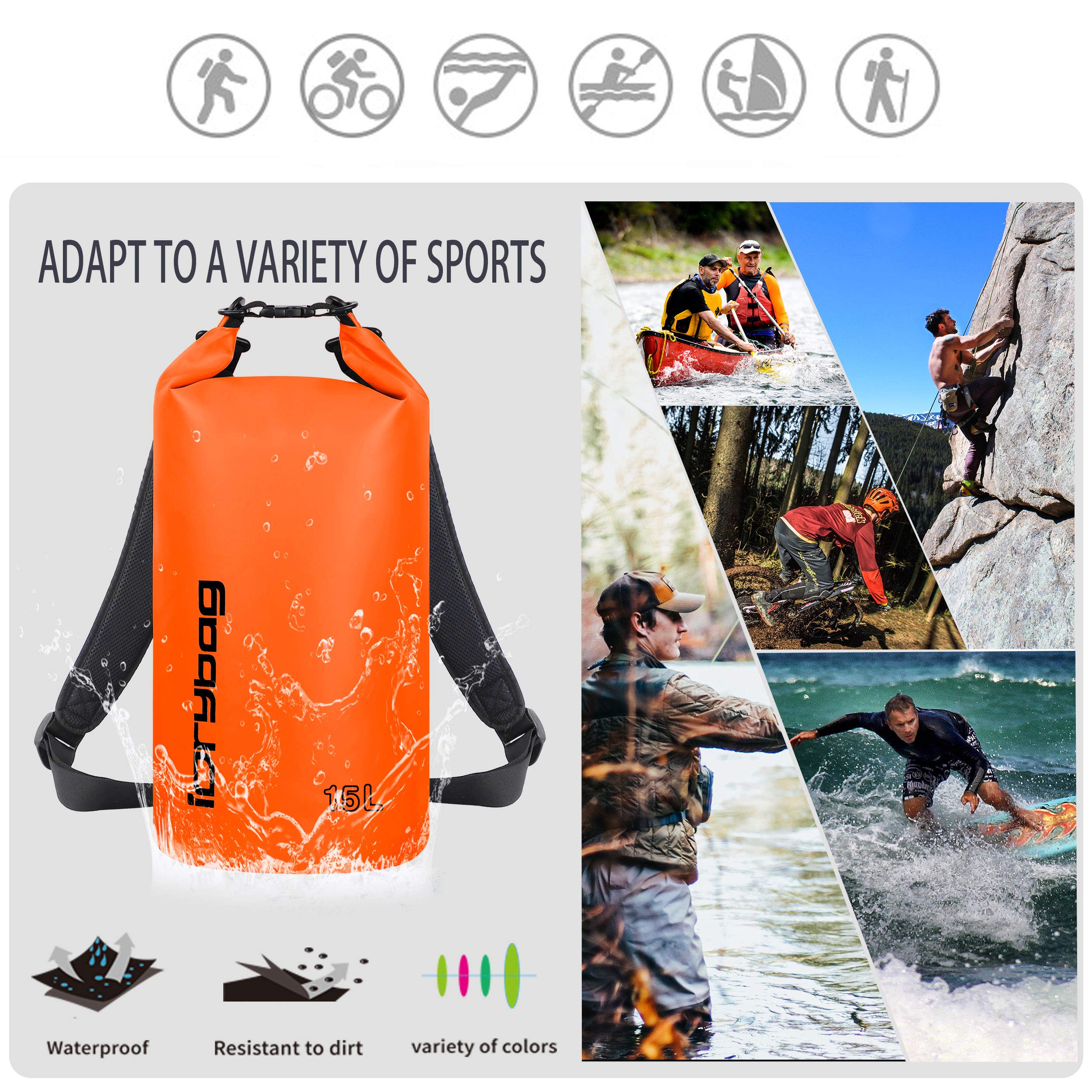 IDRYBAG ドライバッグ 防水 バックパック フローティング 20L ロールトップ 圧縮袋 ギアをドライに保ちます カヤック ビーチ ラフティング IDRYBAG 防水バックパック ドライバッグ PVC 30L フローティングバッグ