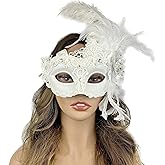 STORM BUY Women Venetian Feather Masquerade Mask For Costume Halloween Mardi Gras Cosplay Wedding Party For Adult