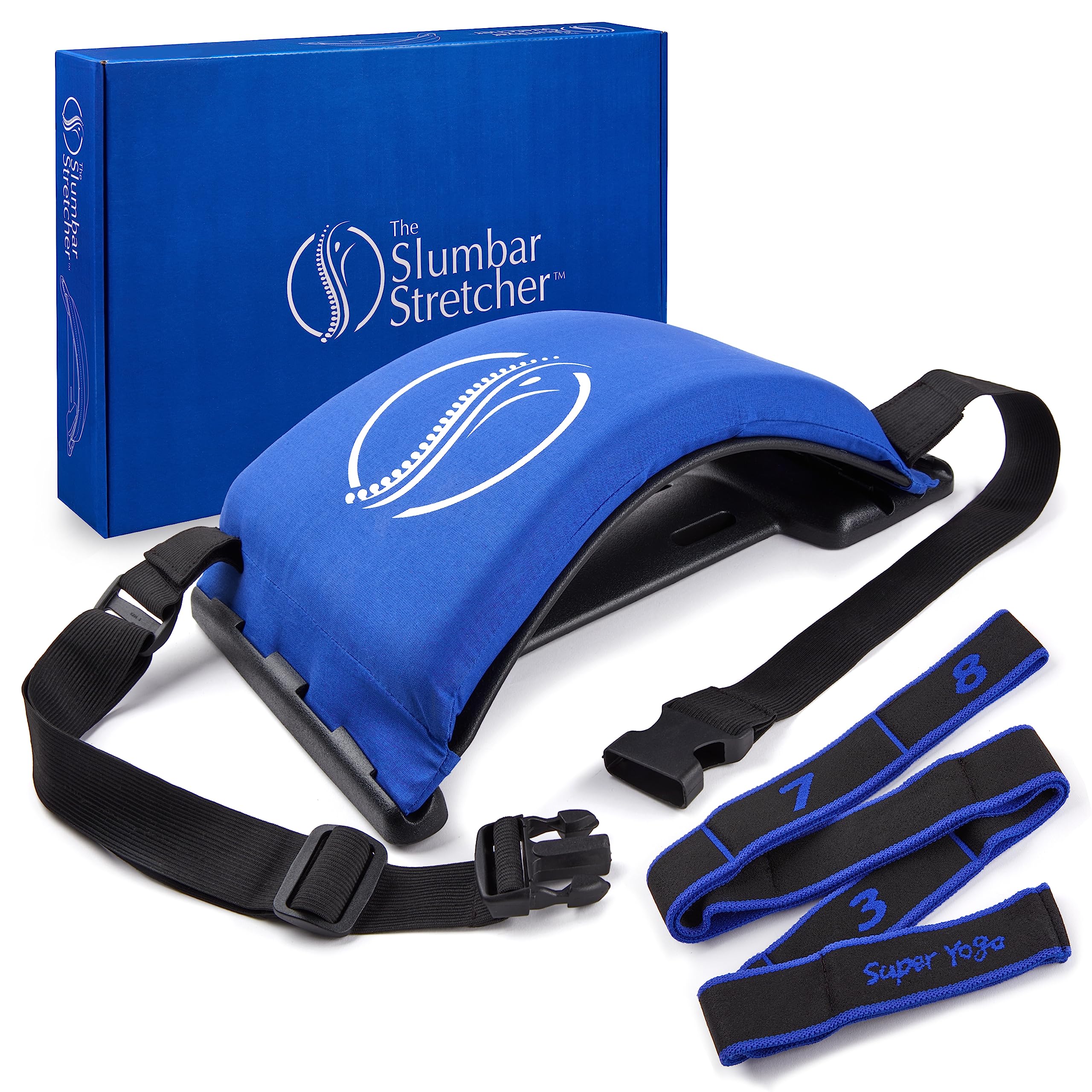 The Slumbar Back Stretcher and Posture Corrector Pro. Relieves Back, Shoulder, Neck and Sciatic Pain. Postural Support and Relief. Free Ebook and Securing Belt