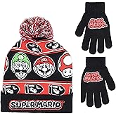 Nintendo Super Mario Boys Beanie Winter Hat and Glove Set [4015] (Black)