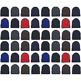 48 Pack Winter Beanies, Bulk Cold Weather Warm Knit Skull Caps, Mens Womens Unisex Hats