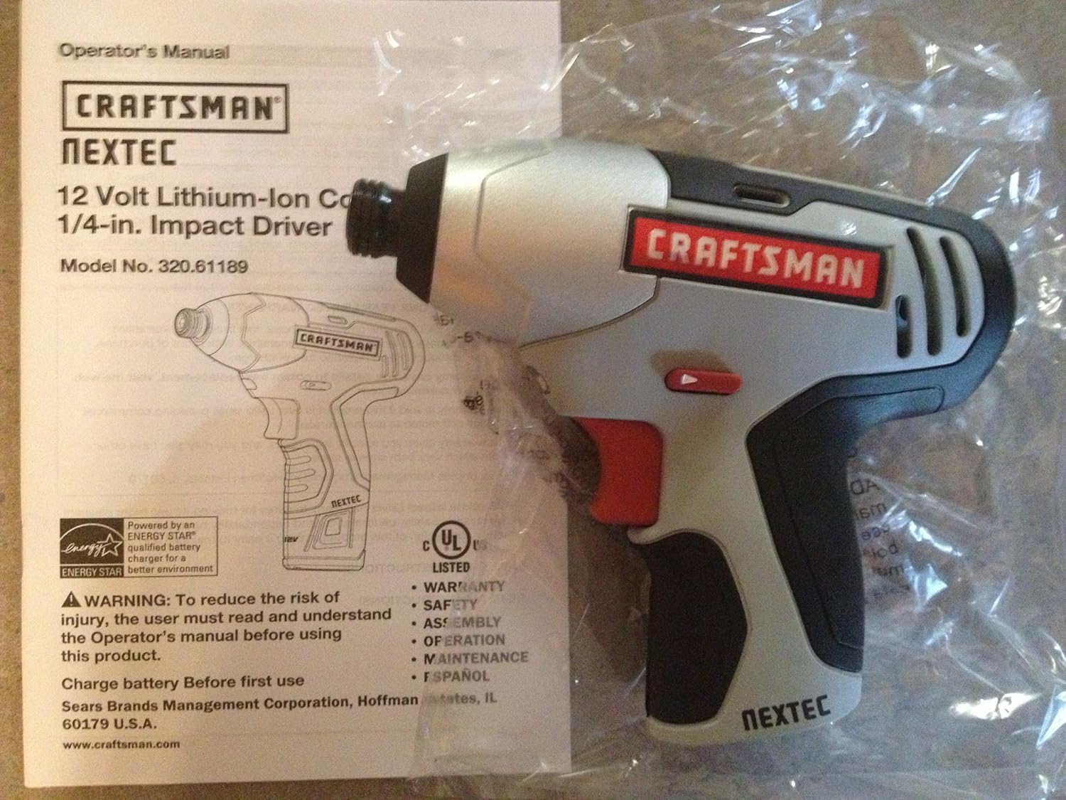 CRAFTSMAN 61189 NEXTEC 12VOLT CORDLESS IMPACT DRIVER DOWNLOAD