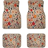 Zynvos Luxury Car Floor Mats Full Set | Car Decor for Men Women | Vintage Floral Pattern | Heavy Duty All-Weather Universal Rubber Liners | Non-Slip & Odor-Free
