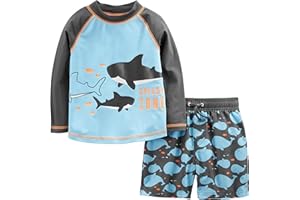 Simple Joys by Carter's Toddlers and Baby Boys' Swimsuit Trunk and Rashguard Set
