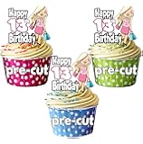PRECUT Glamour Shopping Handbags - 13th Birthday Girl - Edible Cupcake Toppers/Cake Decorations (Pack of 12)