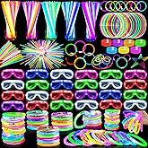 TURNMEON 148 PCS Glow in the Dark Party Supplies Light Up Toys with 24 Led Glasses, 24 Flashing Bracelets and 100 Glow Sticks Bulk Party Favors Valentines Day Birthday Wedding Carnivals Concert