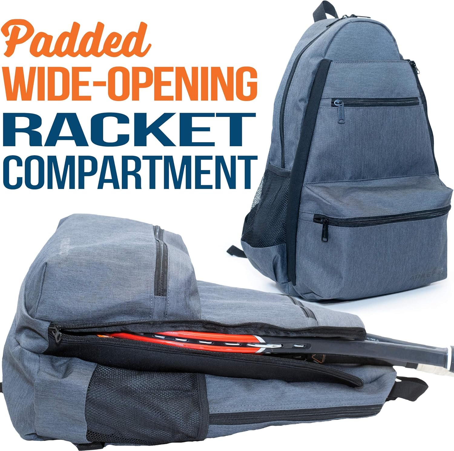 Athletico Compact City Tennis Backpack (Gray) : Sports & Outdoors