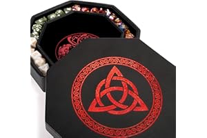 SOAR FORGE DND Dice Tray - Premium 8 Inch Tray Dungeons and Dragons - Exquisitely Detailed Red World Tree & Triquetra Design - Perfect Rolling & Box Storage to Protect Your Dice for D&D and RPG