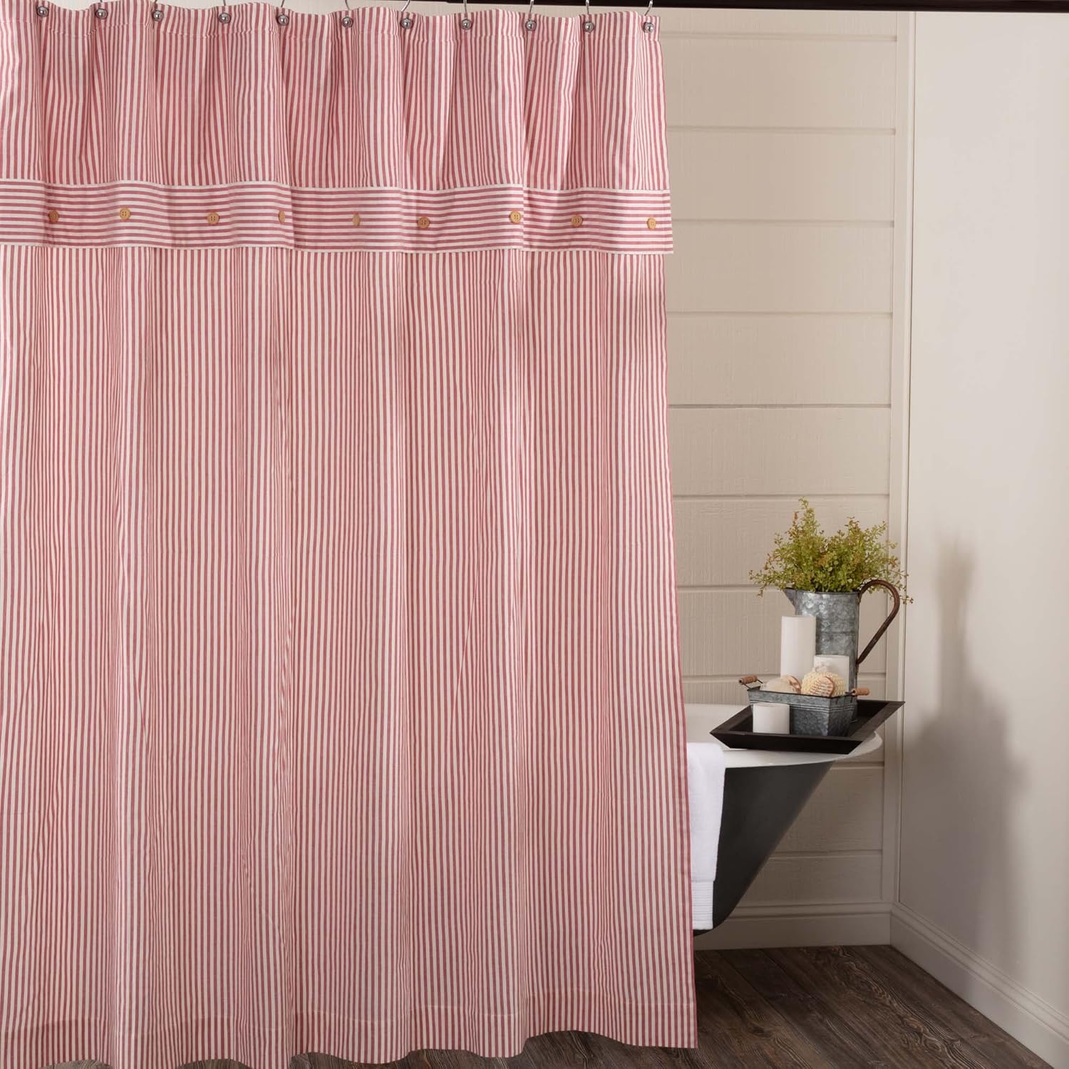 Amazon Com Piper Classics Farmhouse Ticking Stripe Shower Curtain