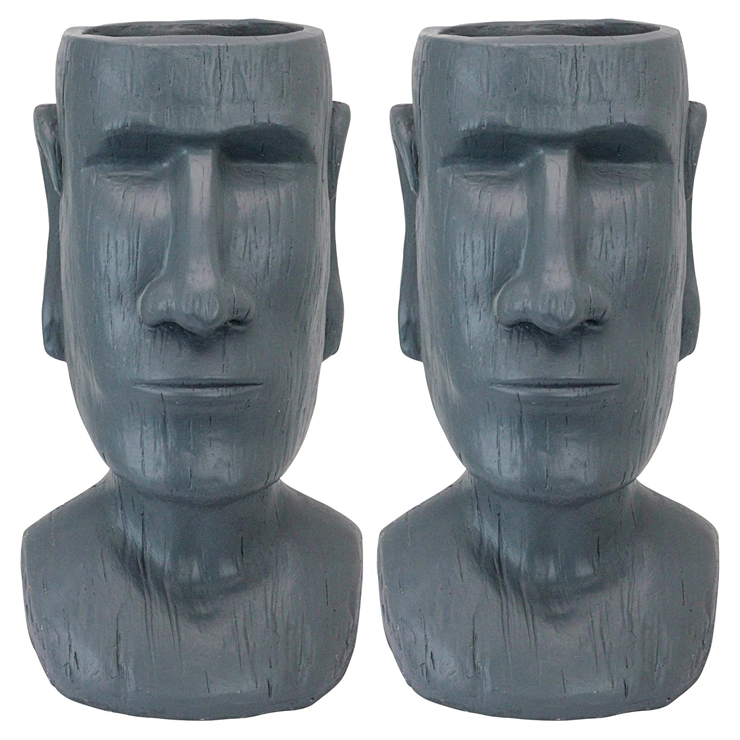 Design Toscano Easter Island Massive Megalith Moai Head Planter Statue: Set of Two