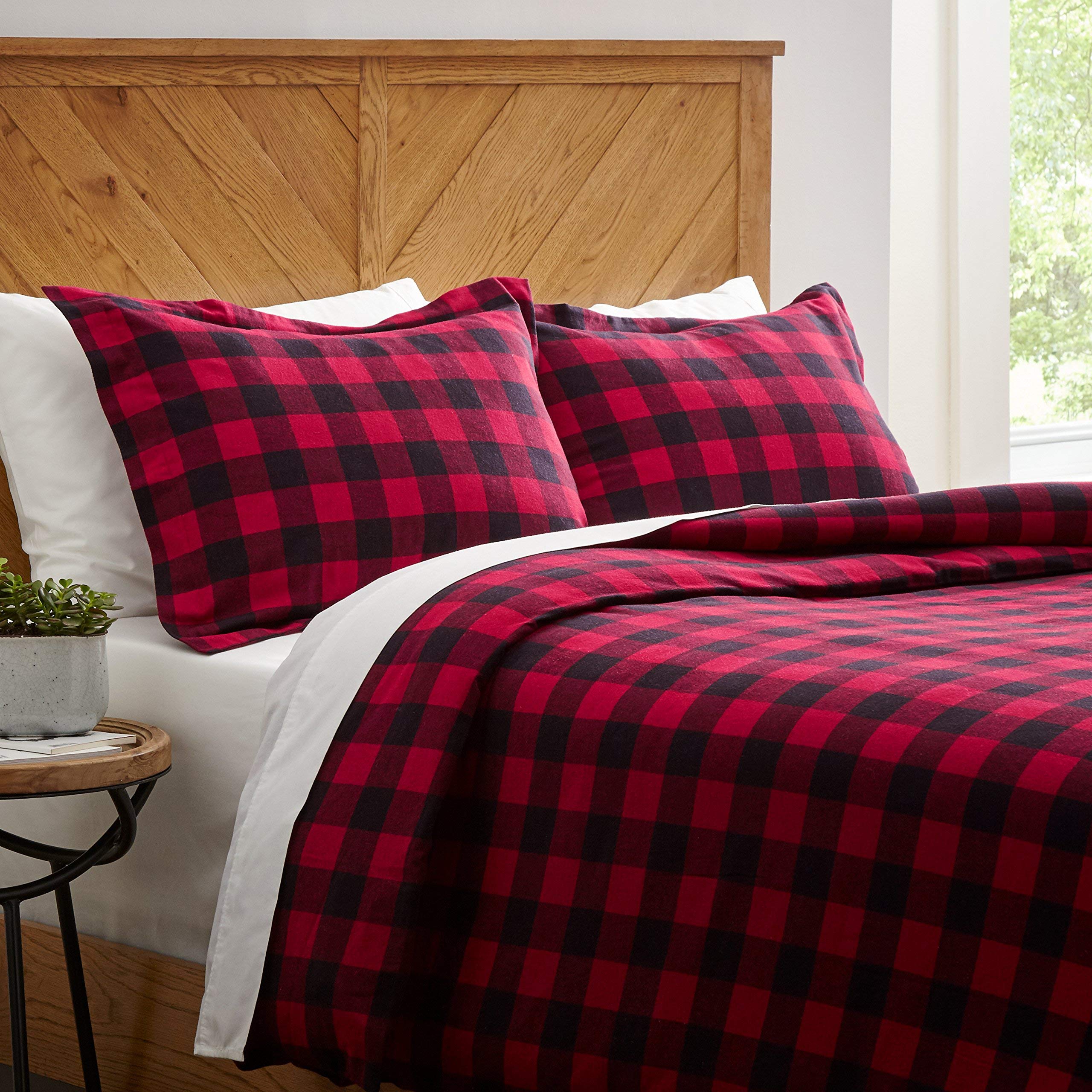 Rustic Duvet Covers King / Buffalo Check Moose Red Black Duvet Cover