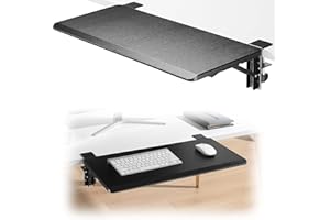 ETHU Ergonomics Desk Extender Tray, 25.6"x11.4" Large Size Foldable Keyboard Drawer Tray Clamp On, Armrest Support for Home and Office (Black)