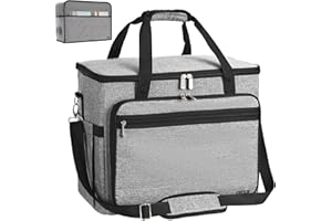 FINESUN 2 in 1 Sewing Machine Bag and pad,Foldable Deluxe Sewing Machine Carrying Case for Brother, Singer, Bernina and Most Machines (grey, case)